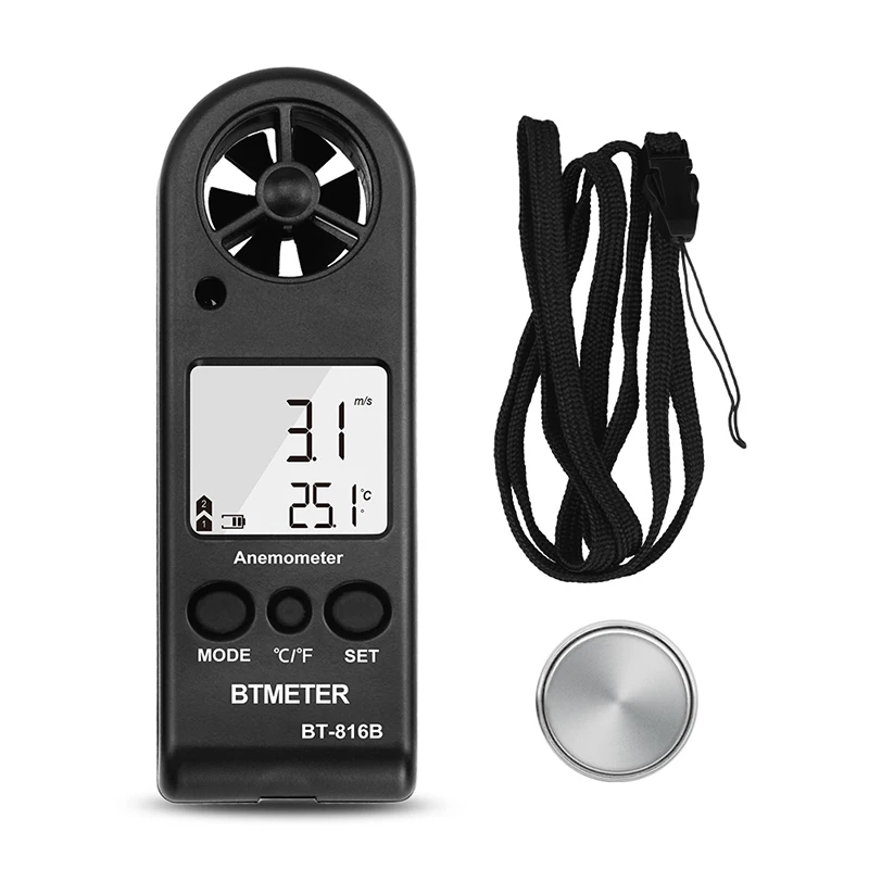 BEMETER Портативный ЖК-цифровой мини-Анемометр BT-816B измеритель ...