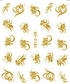 

6 PACKS / LOT Gold/ Silver Water Stickers Metallic Nail Decals FLOWER VINE ROSEMARY ZIPPER HEART CHAIN SYT151-156