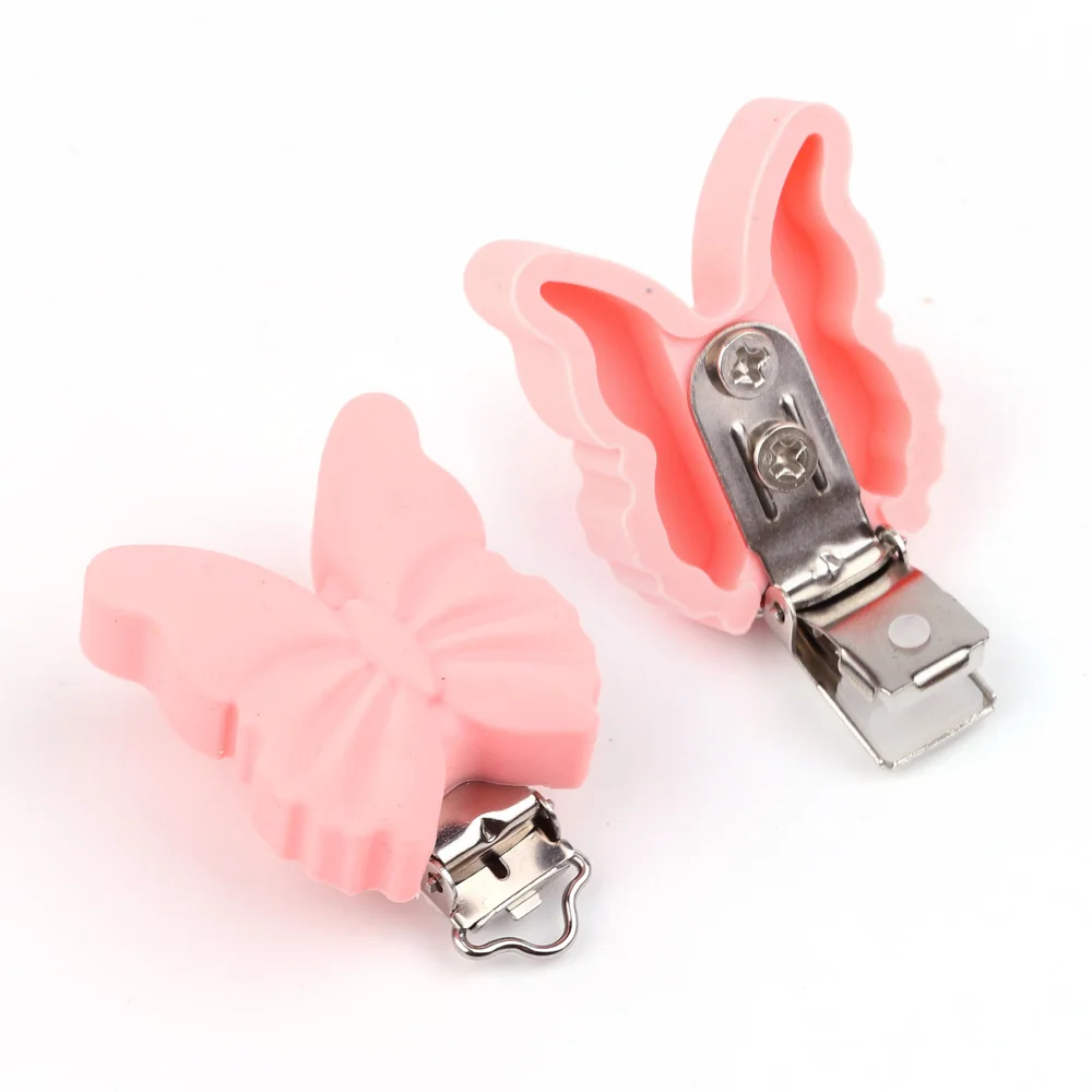 TYRY. HU в форме бабочки соска зажим детский силиконовый Прорезыватель аксессуары для прорезывания зубов DIY инструмент для бисера ниппель для клипа застежки - Цвет: Pink