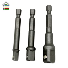 New 3pcs Hex Shank Nut Socket Driver Bits Set Extension Bar Adapter 1 4 3 8