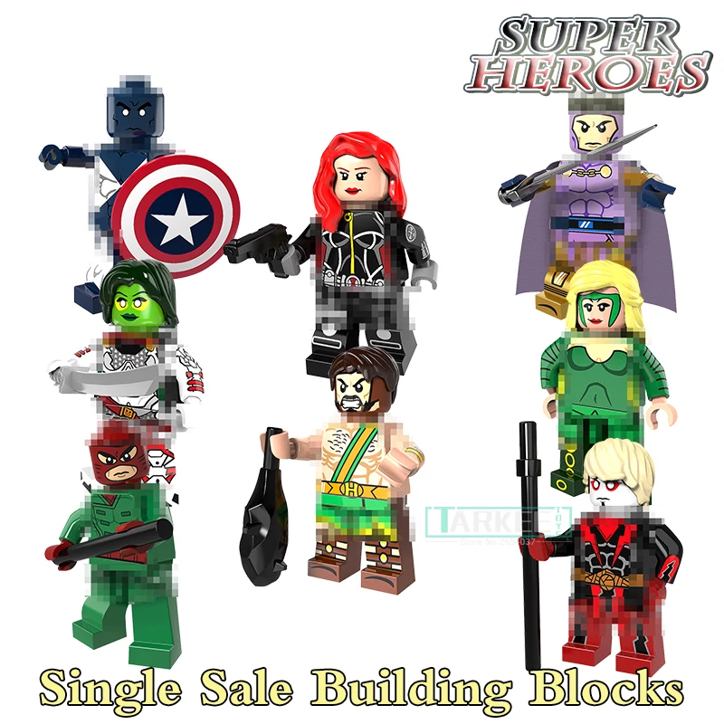 

1pc Super Hero Figure Vance Astro Black Widow Heracles Adam Warlock Gamora Amora Wrecker Building Blocks Kids Action Toys PG8108