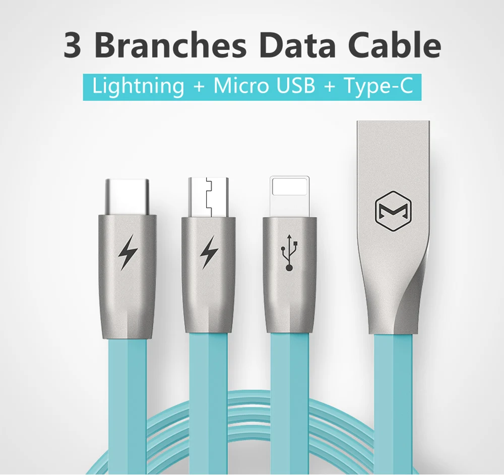 Mcdodo 3 в 1 кабель для передачи данных для Lightning Micro usb type-C зарядный кабель для синхронизации данных для iPhone IOS Android мобильный телефонный шнур