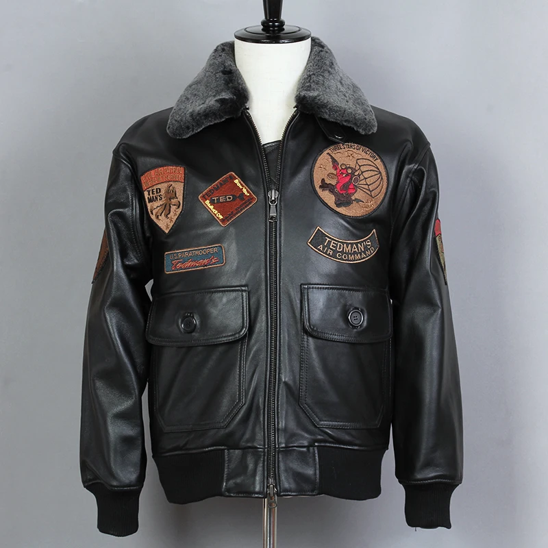 Avirex fly Air Force Flight Jacket Biker Motorcycle Jacket Fur Collar ...