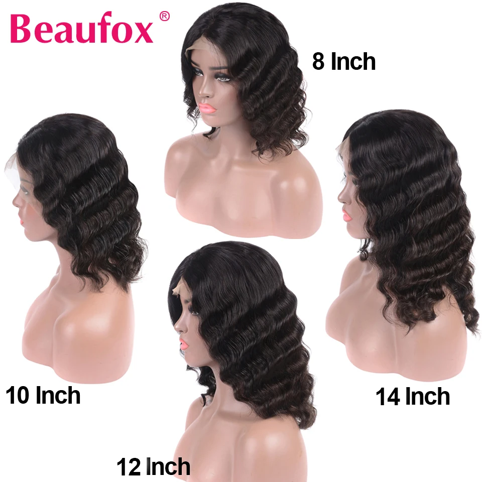 Beaufox Bob Wig Short Lace Front Human Hair Wigs Wavy Wig Pre Plucked Natural Hairline 150% Indian Remy Hair Lace Front Wig Bob (3)