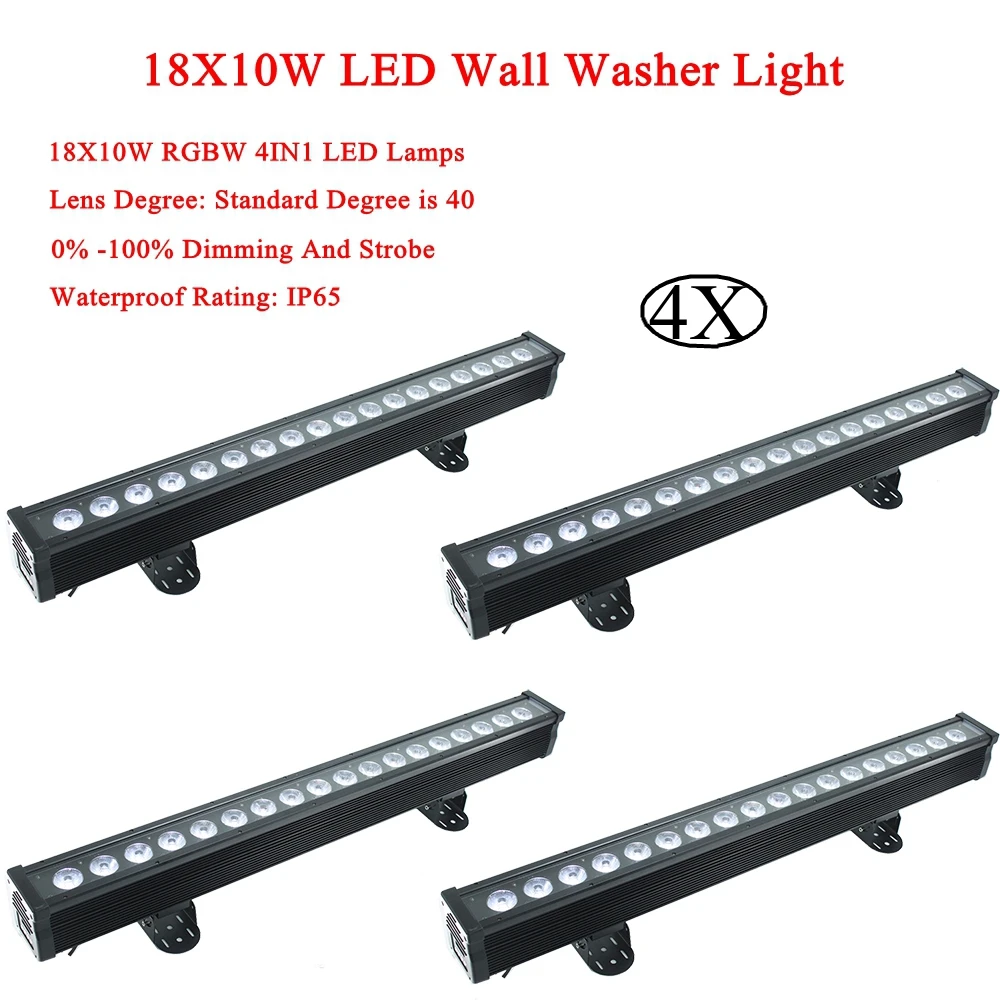 

4Pcs/Lot LED Wash Wall 18x12W RGBW 4in1 Stage Lighting Indoor and Outdoor with Control DMX512 Good Stage Effect DJ Equipmen