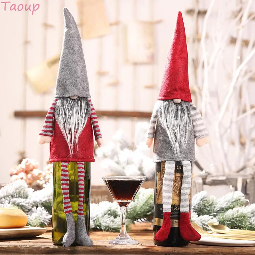 

Taoup Big Stripe Faceless Santa Claus Dolls Merry Christmas Wine Bottle Cover Ornaments Christmas Decor for Home Noel Xmas Dolls