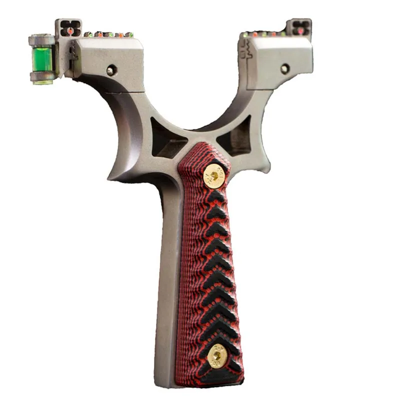 

Slingshot Hunting Catapult Powerful Stainless steel + G10 with Sight Level flat Rubber Band Outdoor Shooting New 2018