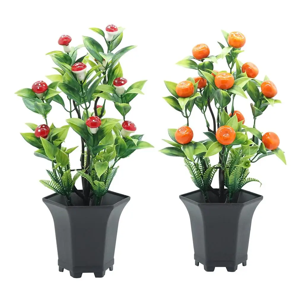 1Pc Potted Artificial Fruit Plant Bonsai Performance Garden Wedding