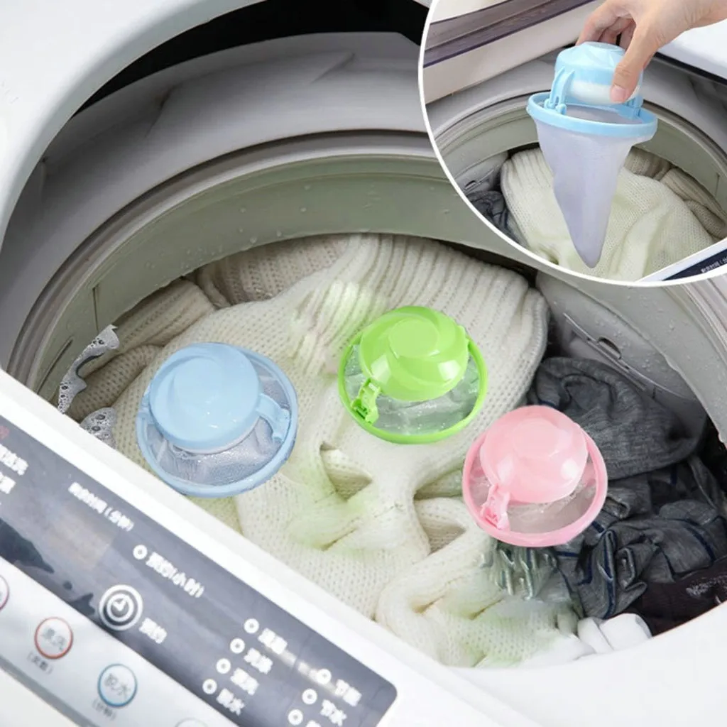 

Reusable Bathroom Accessories Washing Machine Home Floating Lint Hair Catcher Mesh Pouch Washing Machine Laundry Filter Bag@