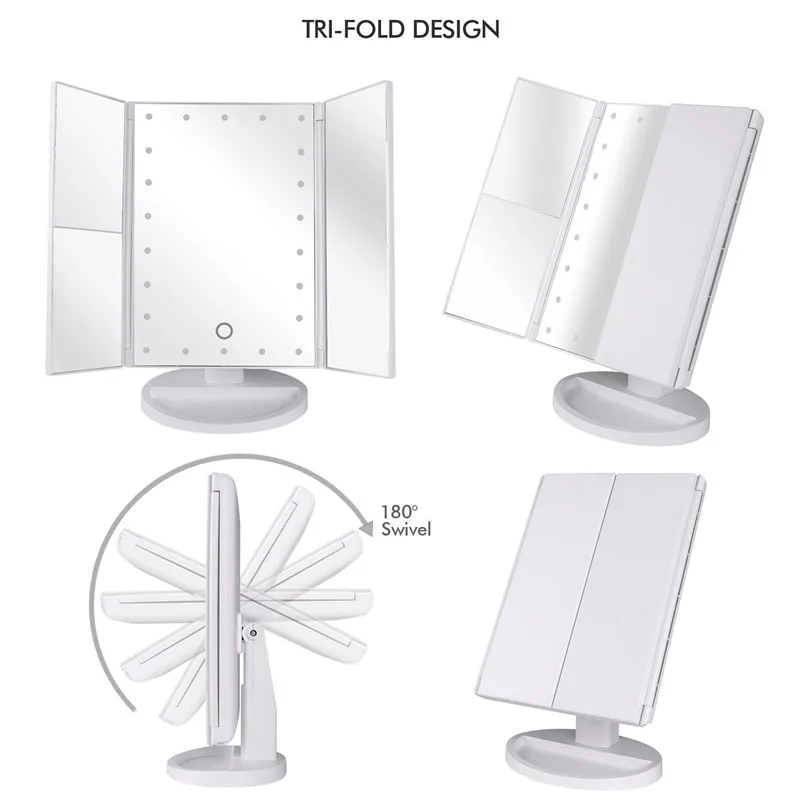 Туалетный столик макияж зеркало 22 светодиодный освещенные Сенсорный экран 1X/2X/3X/10X увеличение складной регулируемый стол vanity светодиодный