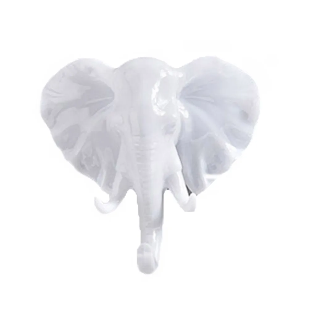 Творческий 3D слон Животное Декор крюк ABS ванная комната ключи/шарф/одежда/ювелирные изделия самоклеющиеся настенные крючки E2S - Цвет: Белый
