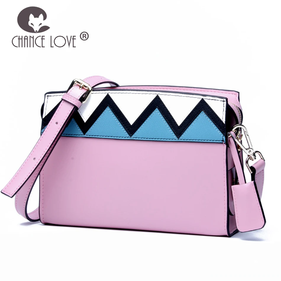 

Chance Love 2018 new Genuine leather handbag wave pattern crossbody bag wide shoulder strap Flap bag Messenger Bags female