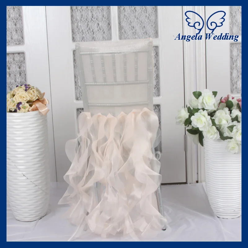 CH005AA Popular cheap wedding ruffled curly willow peach chair coverin Chair Cover from Home