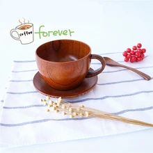 Деревянные чашки большой пивной живот чашки натуральный японский Хемлок деревянные Кофе чашки с рукоятки творческий подарок для Семья