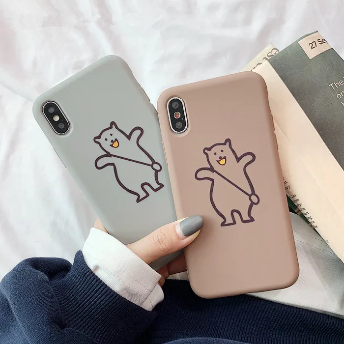 Корейский милый чехол с мультяшным медведем для Iphone Xs Max Xr мягкий силиконовый из