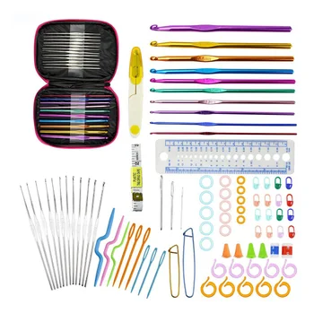 

90pcs Diy Crochet Needles Knitting Tools Set Crochet Suit DIY Gadget Crochet Hooks Row Counter Ruler Knitting Needles Kit