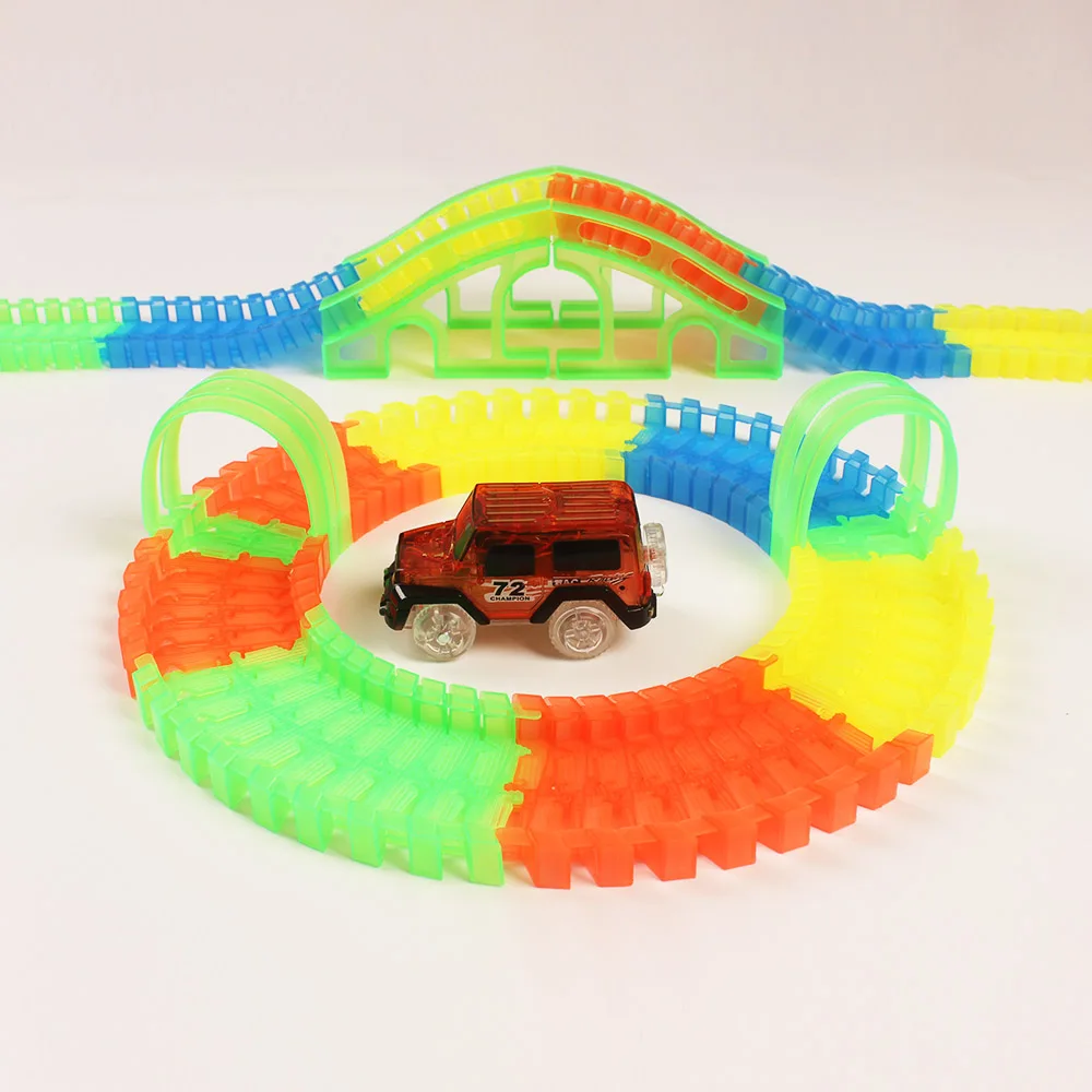 

4.5cm Magical Glow Raceway Bend in the Dark Flex Flash Assembly Toy 100-360pcs Glow Racing Track Set Kids Puzzle Birthday Gift