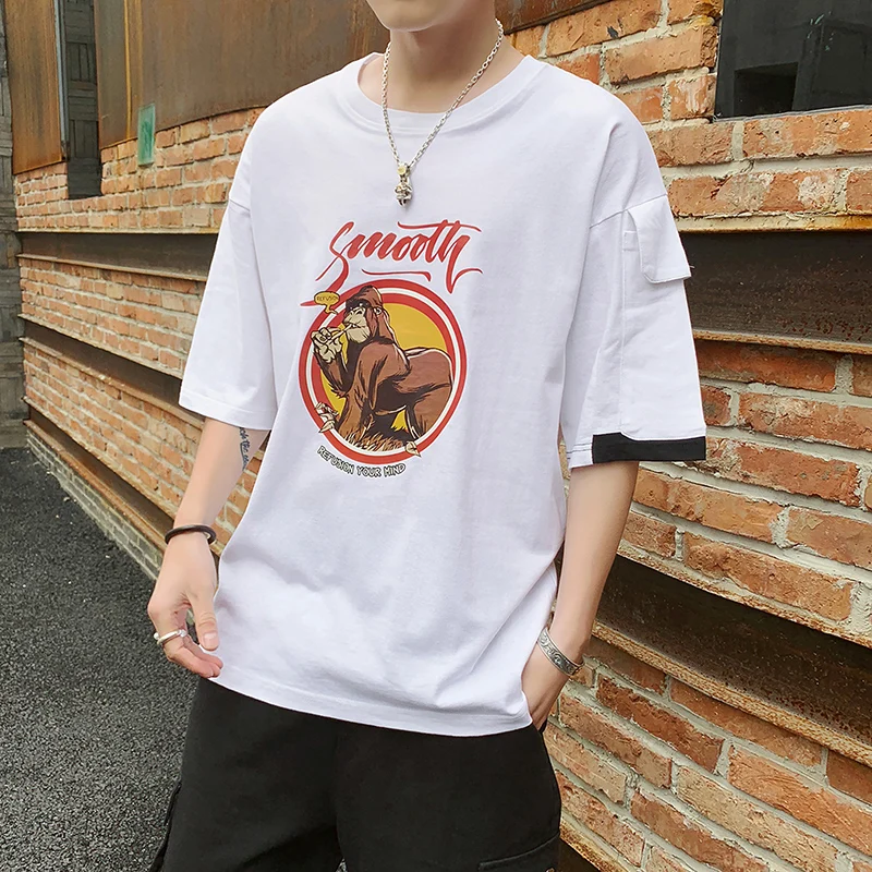 

Funny Print Animal T-shirts For Men White Black Fashion Japanese Harajuku Tshirt Men 2019 Packet Design Homme Short Sleeve