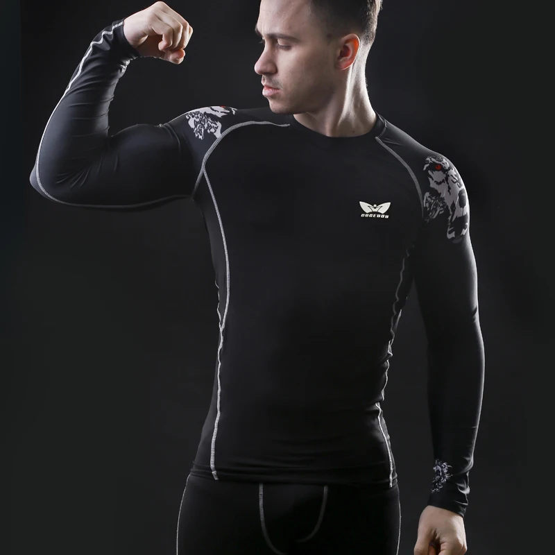 Mens Compression Shirts Bodybuilding Excercise long sleeve font b Weight b font font b lifting b