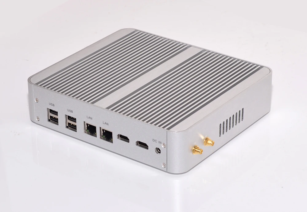 Dual Gigabit Lan Industrial Fanless Nano Desktop PC Broadwell Core i5