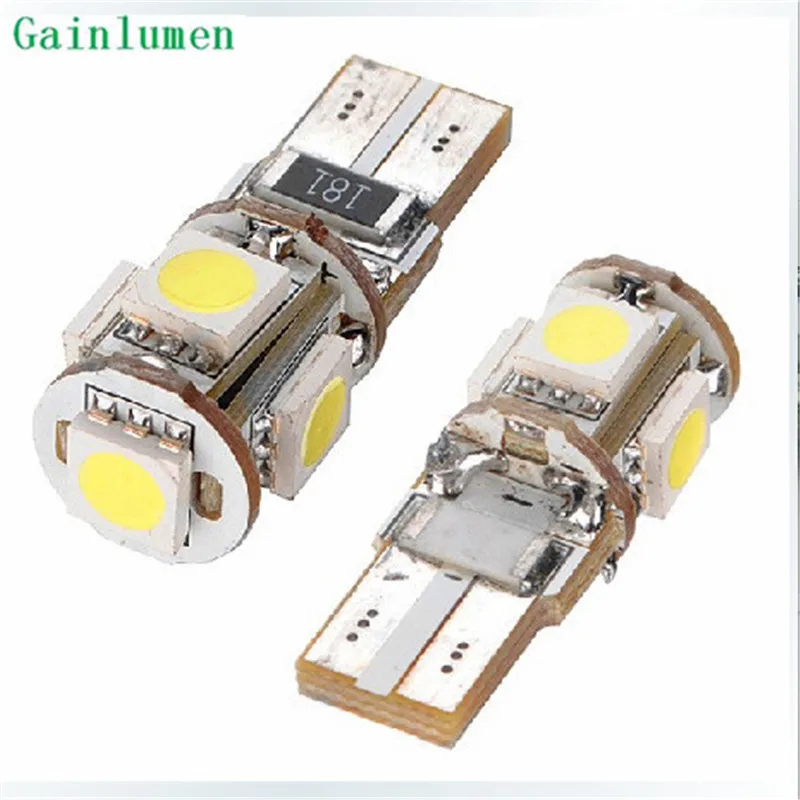 

10pcs/Lot Canbus Car LED SMD Light T10 W5W 194 5PCS 5050 BULB NO OBC ERROR COLD WARM White