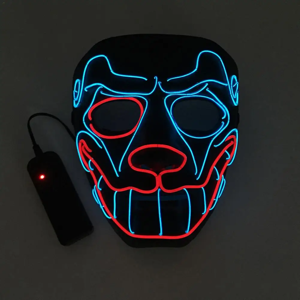 

Hot New EL Wire Mask Flashing Cosplay LED Light Mask Luminous Mask for Glowing Dance Carnival Party Masks Christmas Halloween