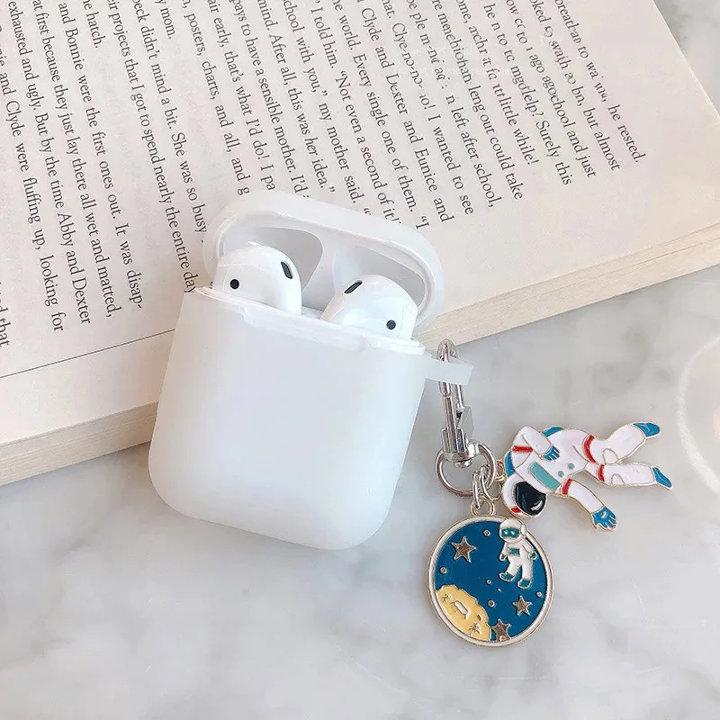 Космический космонавт, космонавт, защитный чехол для Airpods, чехол, аксессуары, Bluetooth, силиконовый чехол для наушников, брелок для ключей - Цвет: White