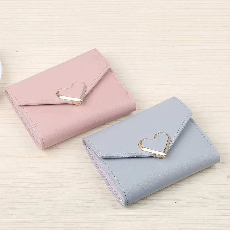 Wallet Women 2018 New Women Small Cute Pu Metal Heart shaped Short Wallets Purses Female Ladies ...