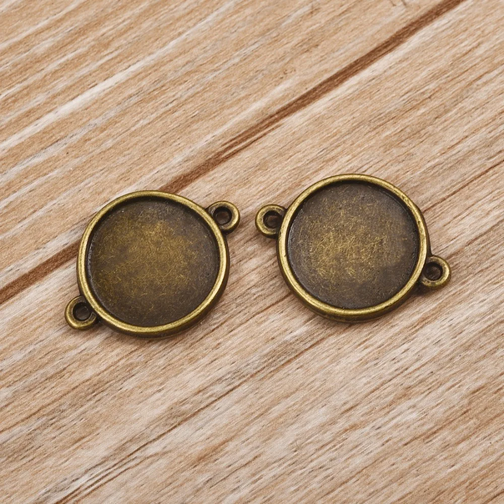 Double Sided Connector Cabochon Gem Setting 16mm Flat Round Blank Base (3)
