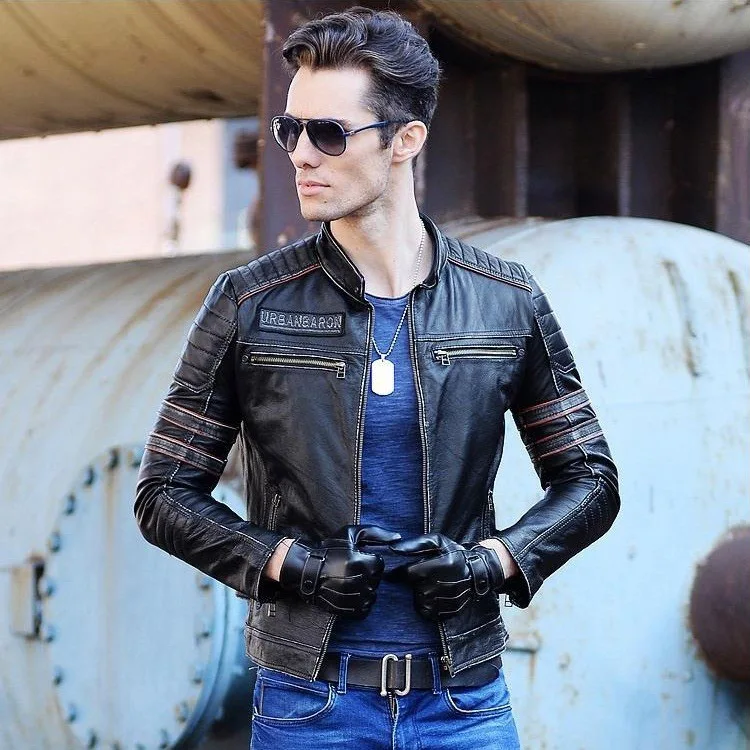 Black Leather Jacket For Men : Leather Biker Jacket Skull