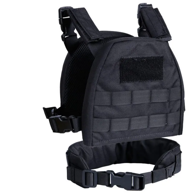 Для детей, для страйкбола, тактический, военный, Molle Plate Carrier, боевой жилет с патрульным поясом, детская одежда - Цвет: Черный