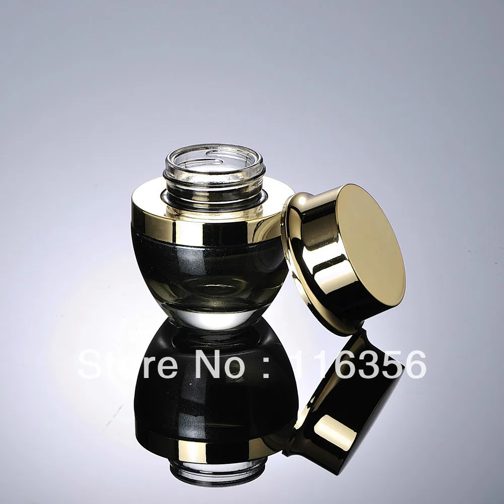 

20G black glass cream jar,cosmetic container with golden cap