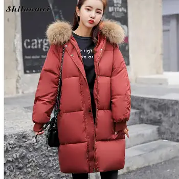 

2018 Winter Coat Thickened Parka Plus Size Women Loose Long Autumn Coat Solid Ladies Warm Parka Fur Hooded Jacket Outwear 3xl