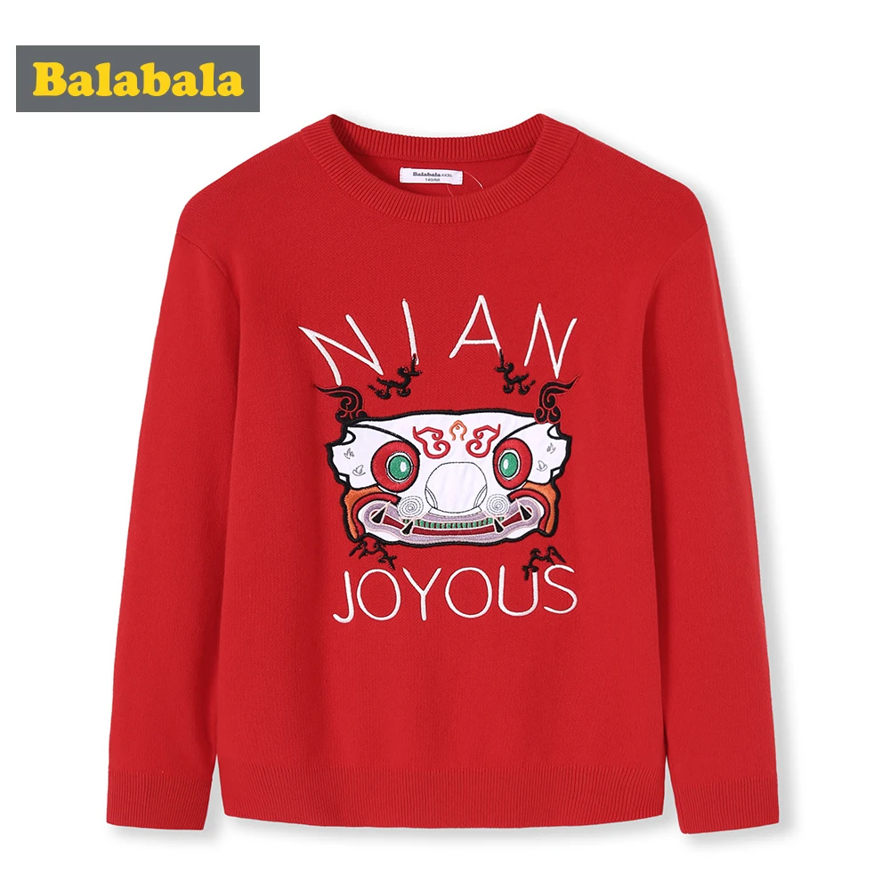 

Balabala Boys Graphic Sweater Pullover Long Sleeves Children Teenager Boys Soft Knit Sweater Printed Spring Autumn Clothes