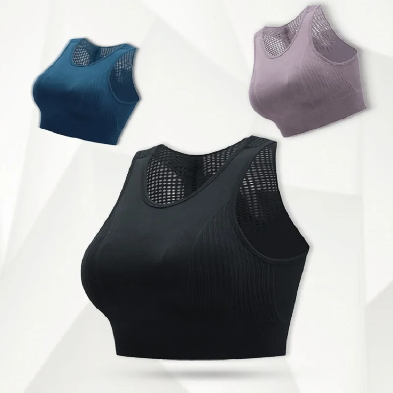  Shockproof Hollow Sports Bra Breathable Push Up Yoga Bra Sport for Gym Plus Size Seamless Fitness T