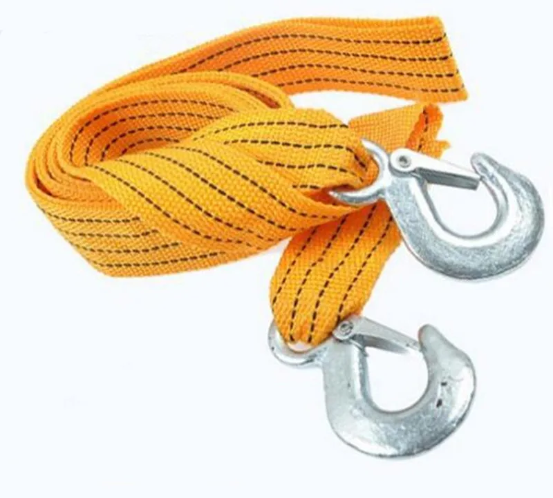 3 طن Flsorescence العالمي سيارة سحب كابل حبل للسحب حزام شاحنة التخييم سحب حبل مع الثقيلة مزورة الصلب السنانير