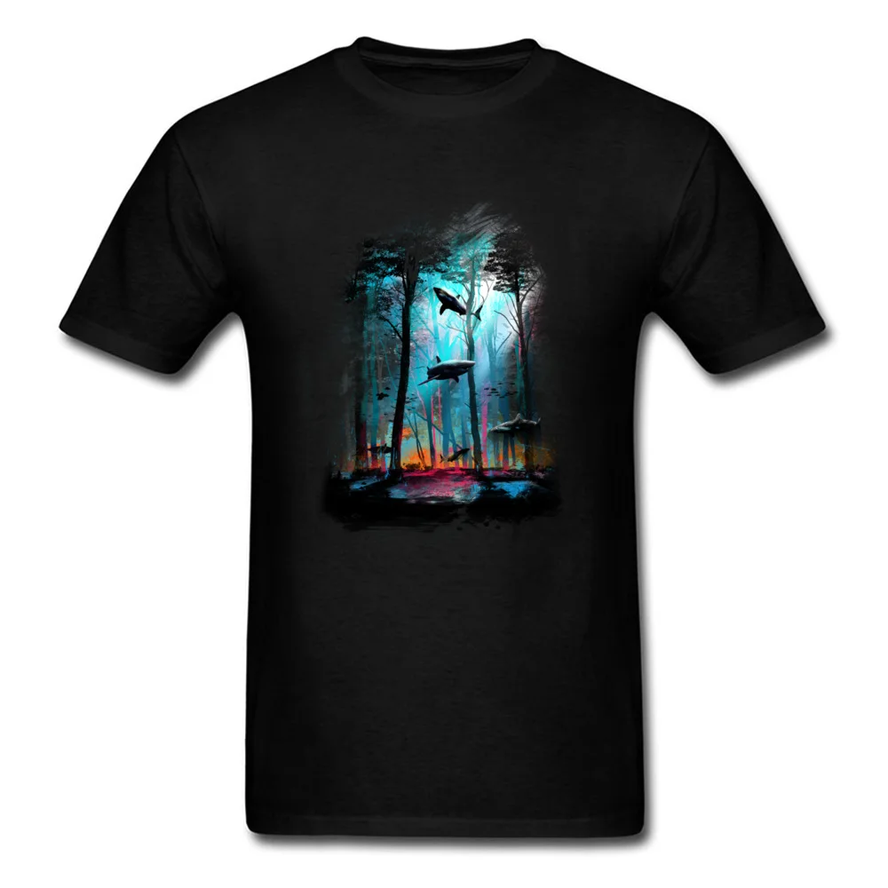 Shark Forest Men Brand Crazy Tops Tees Round Neck ostern Day All Cotton T-Shirt Geek Short Sleeve Tee-Shirts Drop Shipping Shark Forest black