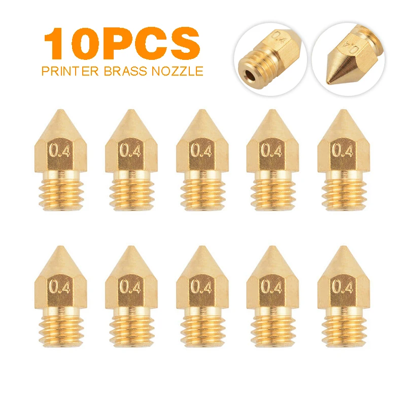 10pcs 3D Printer Nozzles MK8 Extruder Nozzle Extruder Print Head 1.75mm Filament for 3D CR-10 Ender 3
