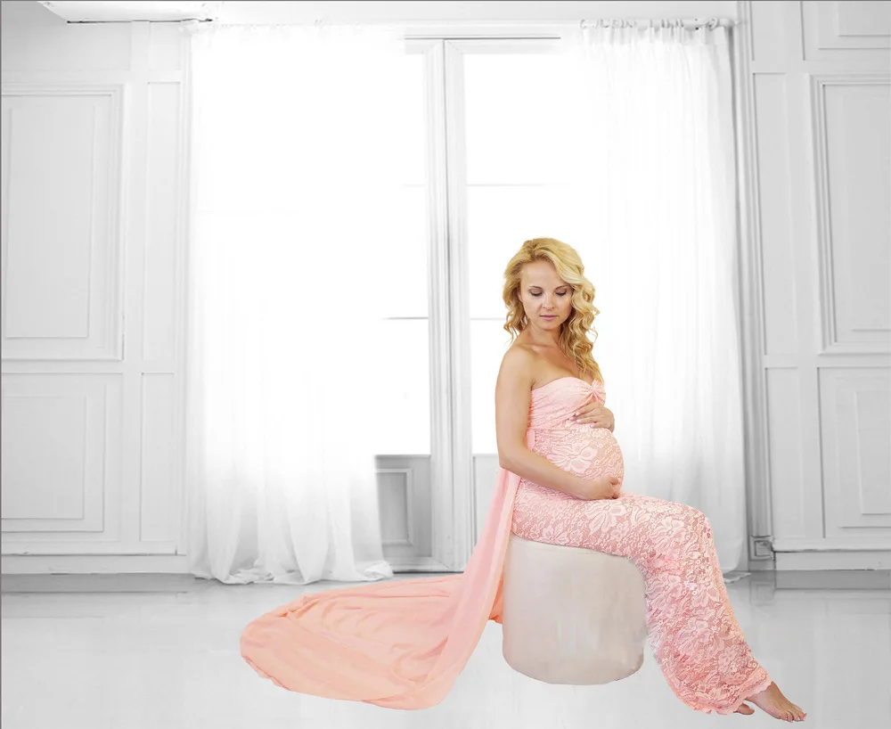 Пикантная Одежда для беременных; платья для фотосессии; кружевная шифоновая женская одежда; платье для беременных; платье без Плеч для беременных