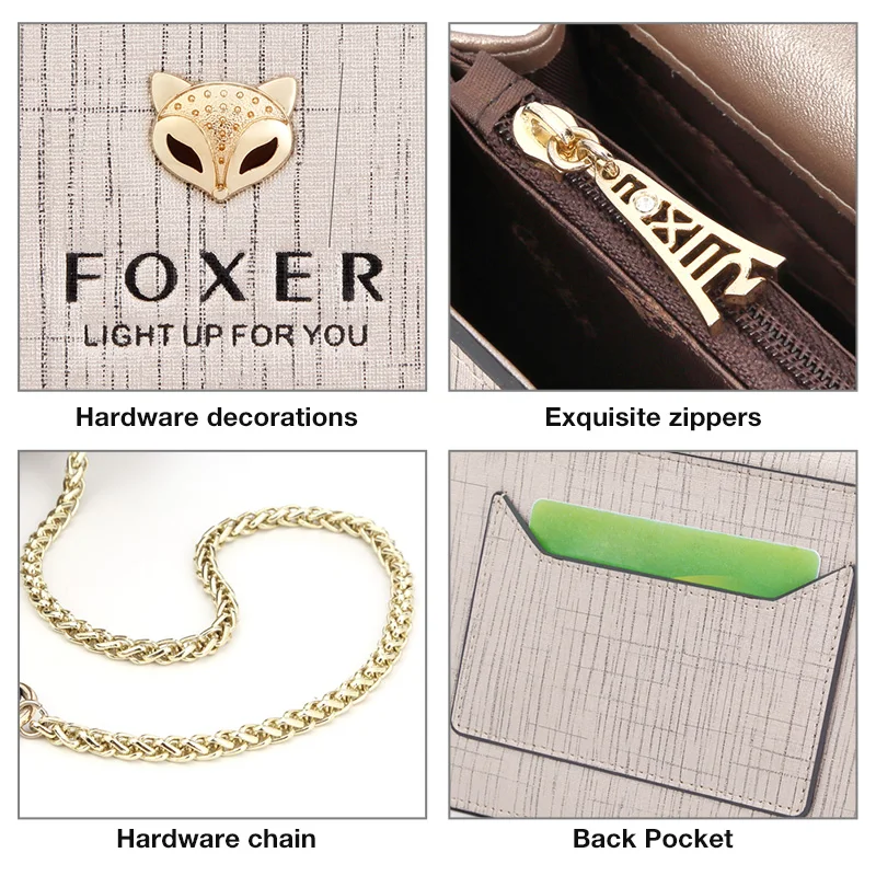 Foxer Proty Women Split Leather Messenger Bag