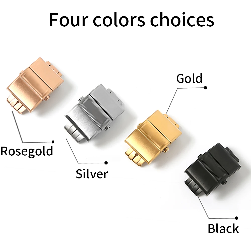 

Stainless Steel Watch Bands Buckle For Nardin Watch Ocean DIVER Strap Butterfly Clasp Use on Rubber Watchband 20mm Black Gold