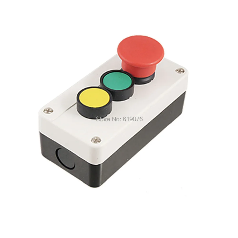 

Red Mushroom Cap Yellow Green Push Button Momentary Action Switch Station