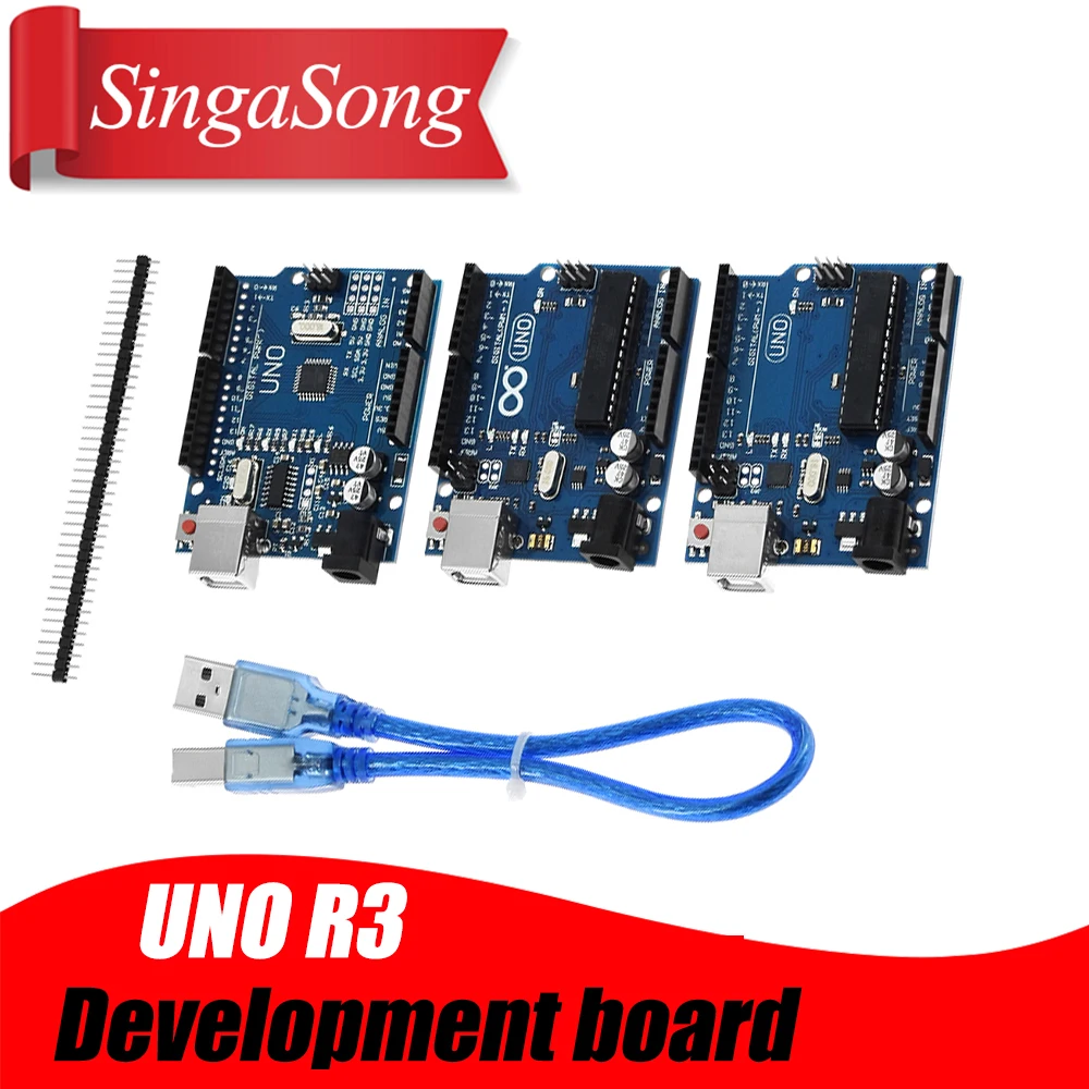 

High quality One set UNO R3 (CH340G) MEGA328P UNO R3 + USB CABLE ATMEGA328P-AU Development board use for stepper motor Driver