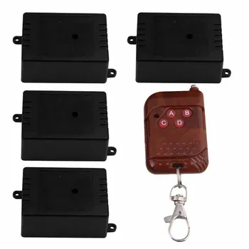 

1CH 433MHz Inching/Self-lock 4-Key Brown Remote Control 4 Receivers 220V