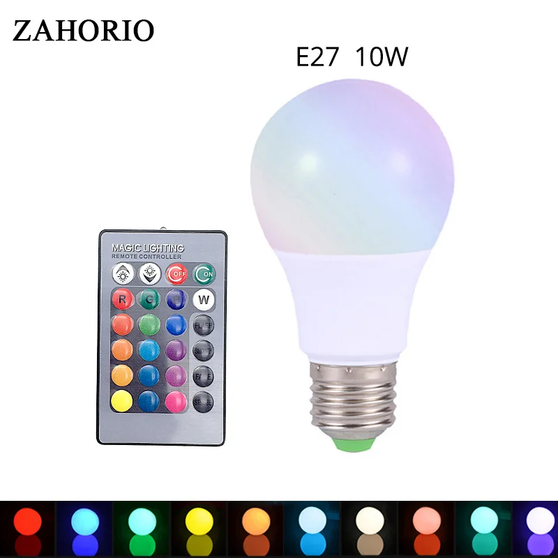 E27 3W 5W 7W RGB светодиодные лампы с регулируемой яркостью многоцветные сменные + ИК