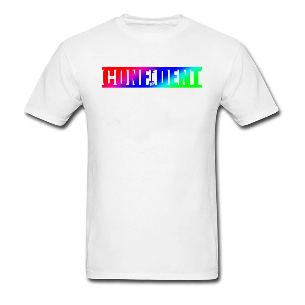 2018 New Student T-shirts Round Collar Short Sleeve 100% Cotton Fabric Confident LGBT+ Tops Shirt Printed Tops & Tees Confident LGBT+ white