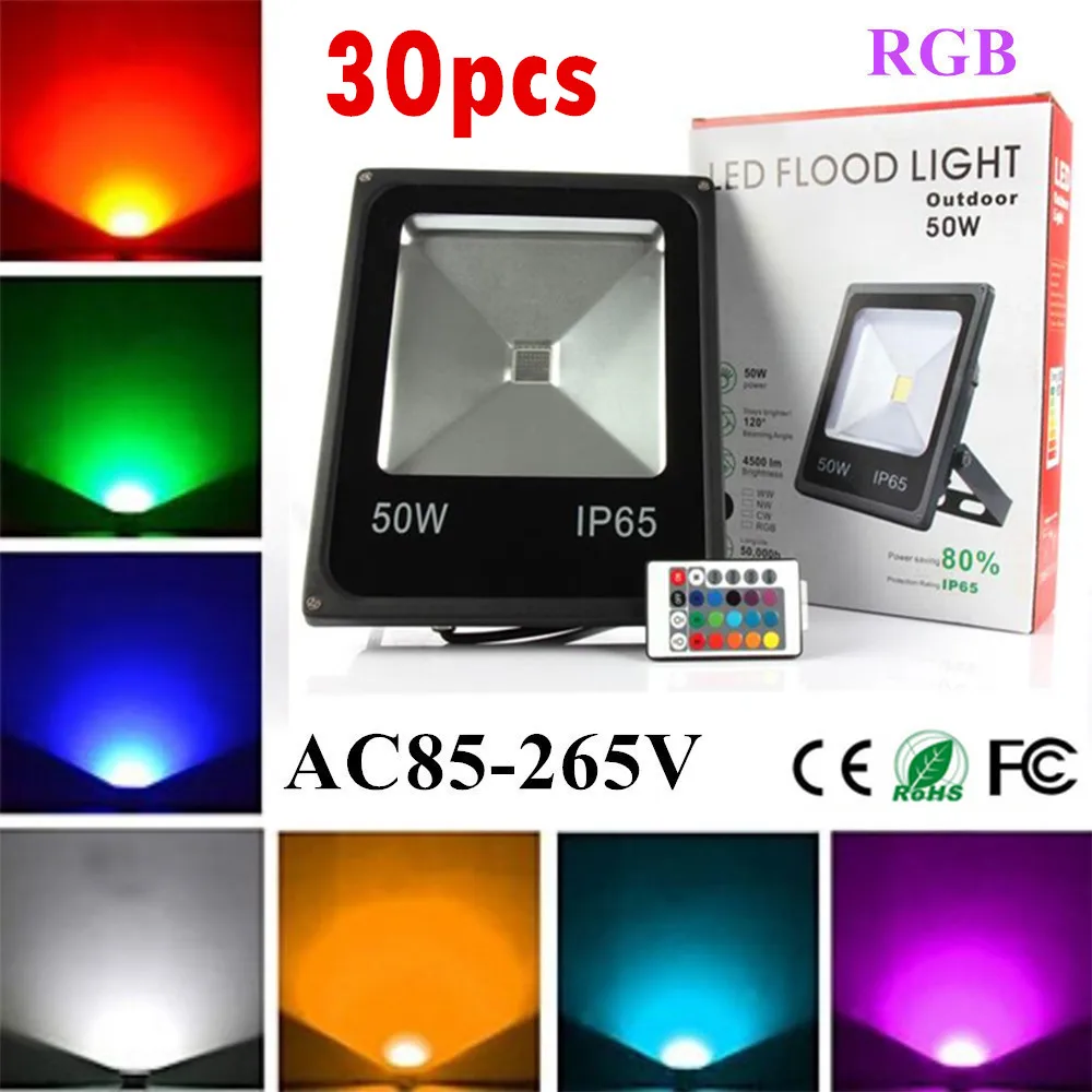 30X Wholesale LED Flood Light 10W 20W 30W 50W RGB IR IP65 Remote