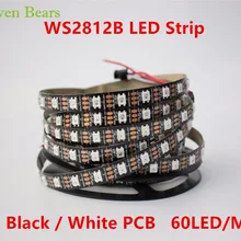 Светодиодная лента 5 м WS2812B Smart led пикселей полосы, черный/белый печатных плат, 60 светодиодов/m WS2811 IC; 60 пикс./м, IP20 DC5V