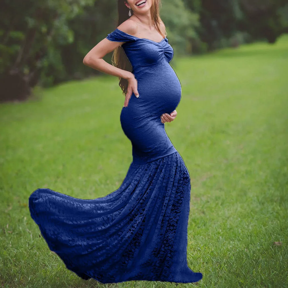 

Maternity Dress 2018 Pregnancy Clothes Pregnant Women Lady Elegant Vestidos Lace Party Formal Evening Dress