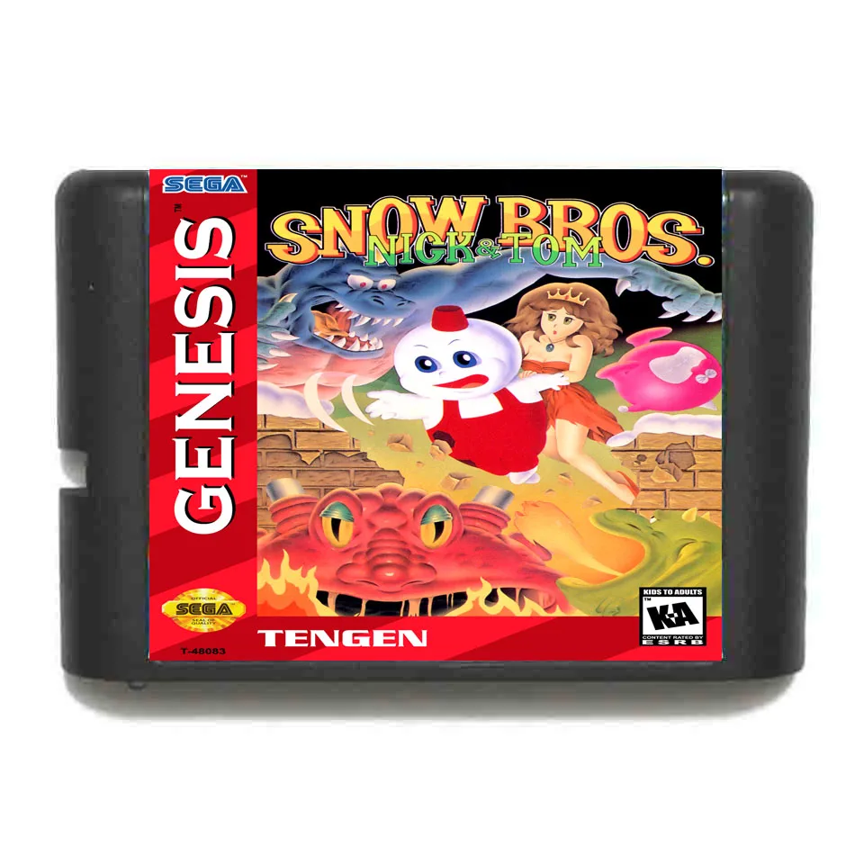 Snow Bros 16 бит sega MD игровая карта для sega Mega Drive для Genesis